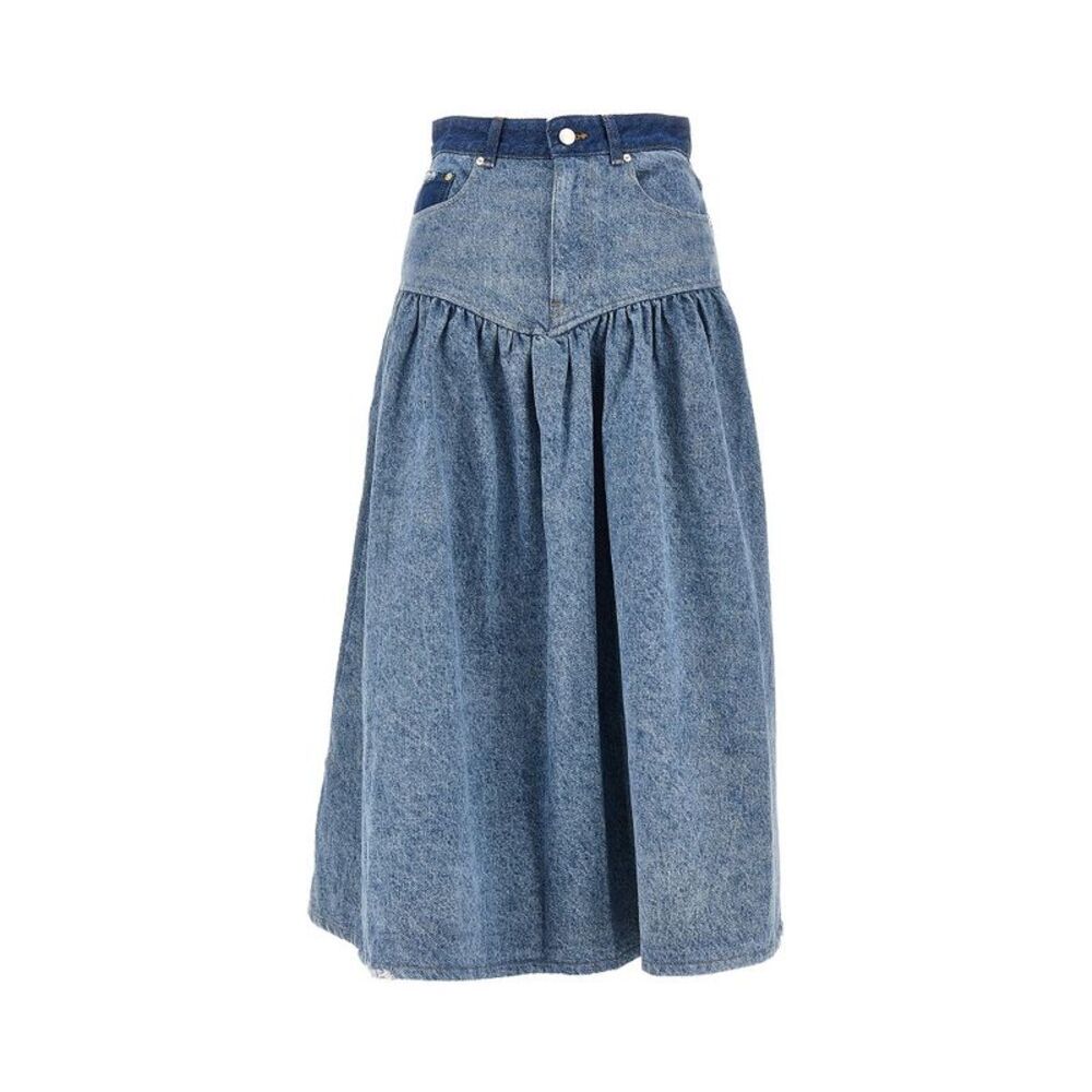 Ganni Women Cotton Denim Long Skirt
